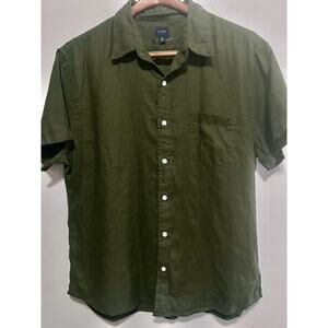 J.CREW Short Sleeve Button-Down Women’s Size XL Linen And Cotton Olive Green